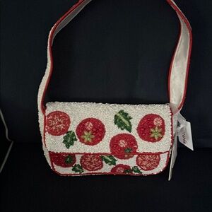 Tomato Beaded White and Red Women's Bag